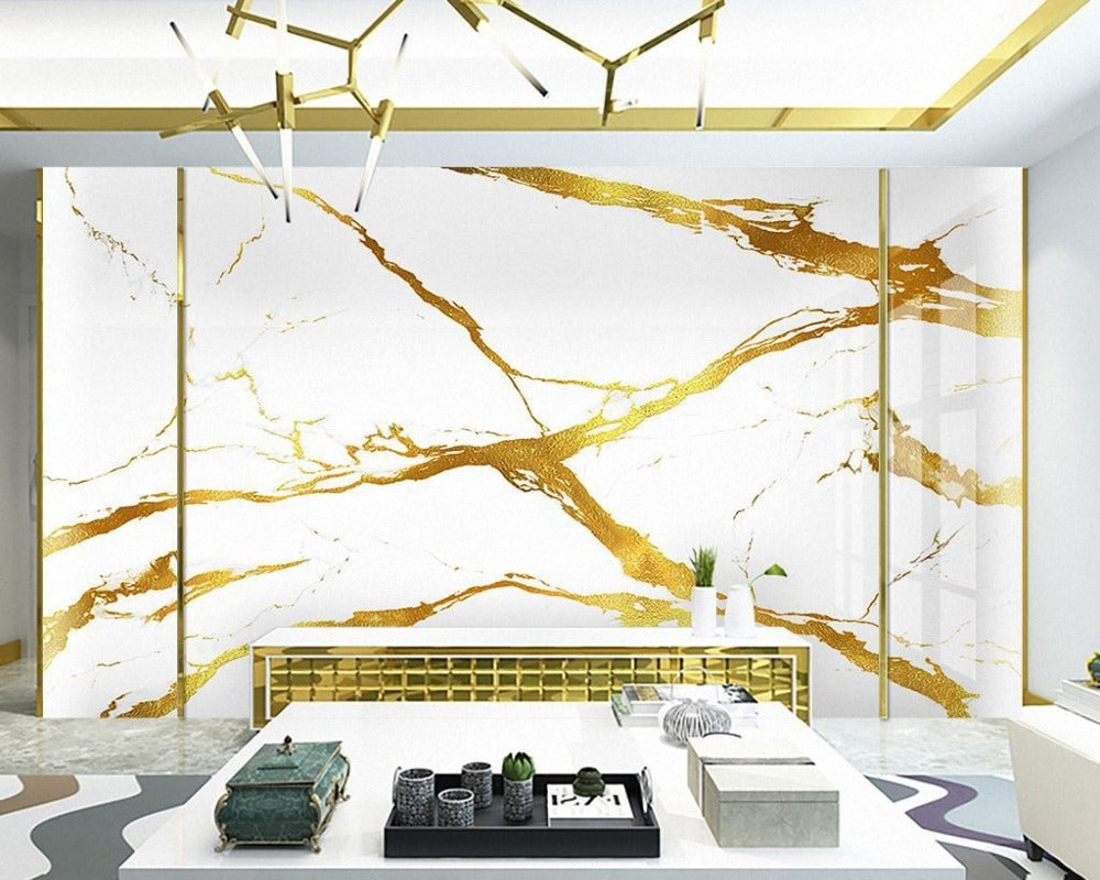 3D Wallpaper Golden Marble